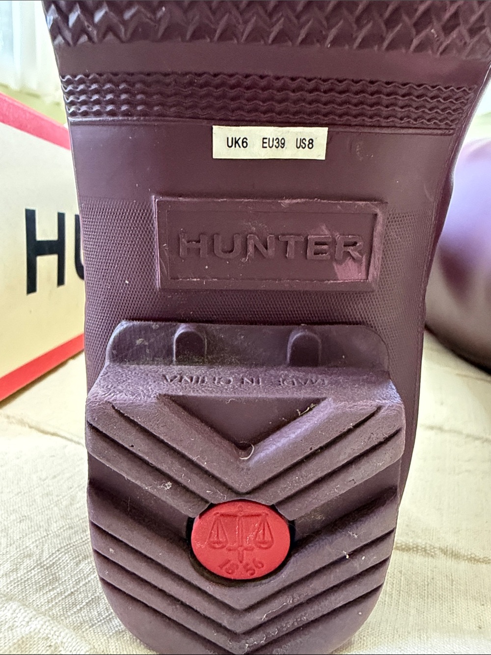 Hunter Original Back Adjustable Rain Boots- Chestnut Crust/Hayes Burgundy - Picture 15 of 17